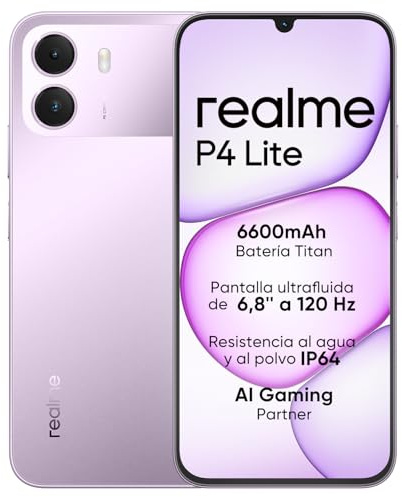 Smartphone realme P4 Lite 4G, 4GB+128GB, Display LCD HD 120Hz 6,8, Batteria Titan 6600mAh, Ricarica 15W, Ricarica inversa 6W, IP64, Sistema Next AI, Viola Pulse (Senza caricabatterie)