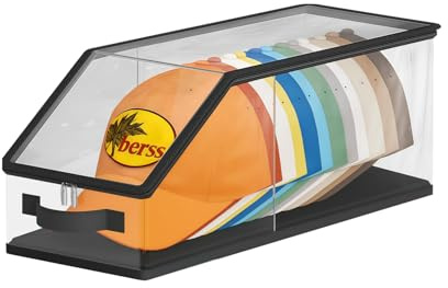 Wisfancy Cap Organizer Kasten, Faltbarer Cap Aufbewahrung Box mit Transparentem Deckel, Atmungsaktiver Stoff kappen Aufbewahrung Box für Schrank (Transparent)