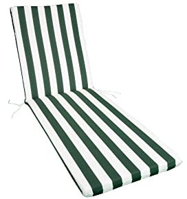 GHIOCUSCINI | Cuscino per Lettino Prendisole, RIGATO VERDE in Tessuto Cotone 100%, Sfoderabile, 73 + 110 x 57 cm, Alto 6 cm, Made in Italy