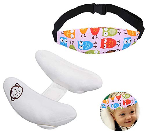 Kleinkind Verstellbare Nackenstützkissen & Safety Kopfstütze-Band-Autositz, Baby-Kind-Kleinkind-Kopf-Hals-Schutz, rosa Eule