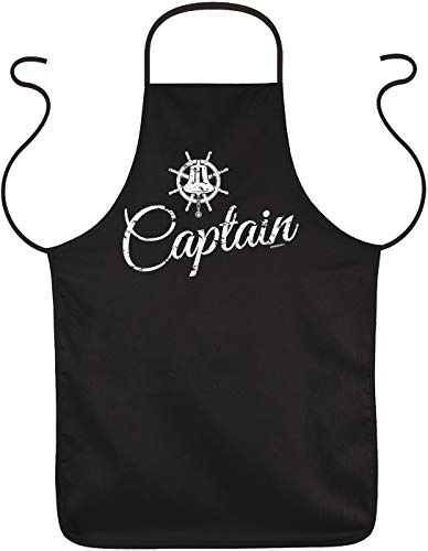 Tini - Shirts Kapitän Sprüche Grill-Schürze - lustige Schürze : Captain - witzige Kochschürze