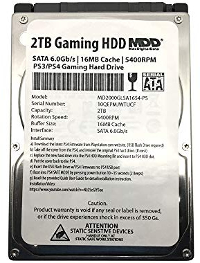 MaxDigitalData (MD2000GLSA854-PS) 2 TB 5400 U/min 8 MB Cache (9,5 mm) SATA 6,0 Gb/s 2,5 Zoll Gaming-Festplatte (für PS4)