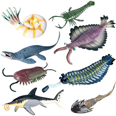 JOKFEICE Tierfiguren 8 Stück Realistische Kunststoff Kambrium Alte Organismus Set Beinhaltet Mosasaurus wissenschaft Projekt, Lernen Pädagogisches Spielzeug, Geburtstag Geschenk für Kinder Kleinkinder