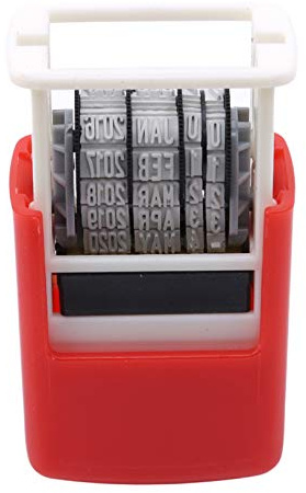 Flybloom Tampon de Date de Bureau Tampon de Date de réception Encre Automatique Auto-encreur Tampon de Bureau Expiration Tampon de Date en Caoutchouc sans Encre (Rouge)