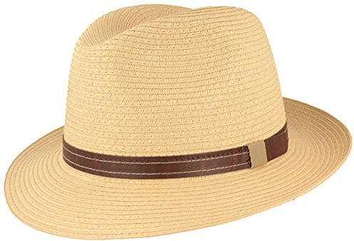 Breiter Chapeau de Paille Bogart Chapeau de Soleil d'été – 100% Paille Papier – Pliable Particulièrement Léger Flexible Doux pour la Peau et Confortable
