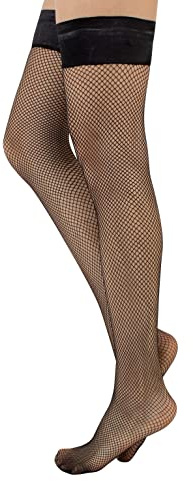 CALZITALY Medias autoadhesivas de rejilla, Medias autosujetadoras, Negro, natural, S - 3XL, calcetería italiana