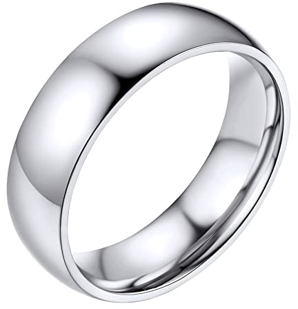 Anillo Hombre Mujer de Acero Inoxidable 6 mm, Anillo Pareja Clásico Tamaño 22,25, Anillo para Mujeres Hombres Simple de Color Plateado, Anillos para Parejas ​Compromiso Boda Aniversario