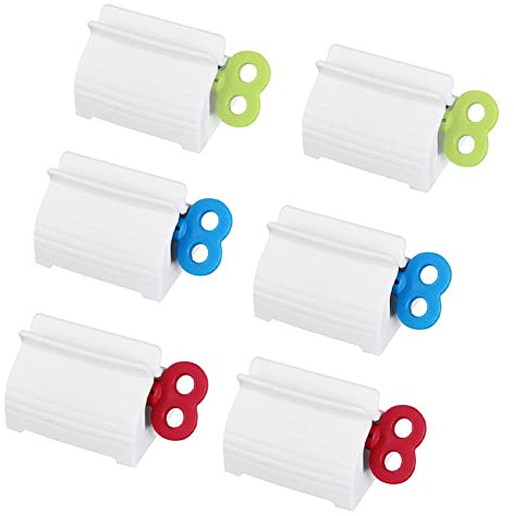 Wudaizhi 6pcs Rolling Tube Toothpaste Squeezer Toothpaste Seat Holder Stand Rotate Toothpaste Dispenser for Bathroom