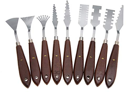 Tyenaza 9 Uds. Cuchillo para Pintura al óleo, espátula Profesional, Juego de raspador de Mezcla de Pintura, Cuchillo de Paleta de Pintura al óleo para Artistas
