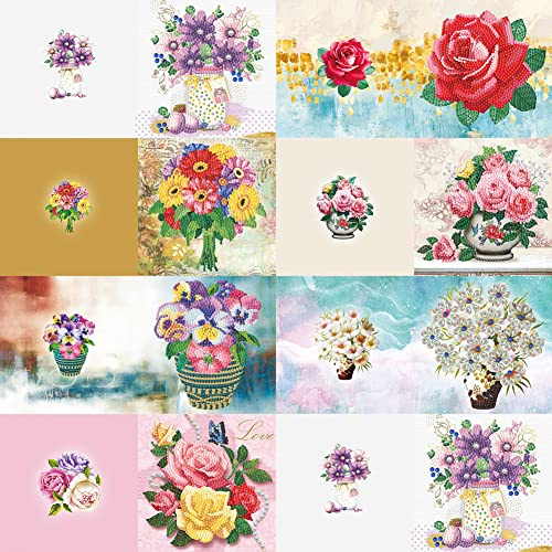 Starnearby 5D DIY Diamond Painting Geburtstagskarte,Diamant Painting Malerei Dankeskarten Urlaub Gruß Karten Kits Glitzer Handwerk(A)