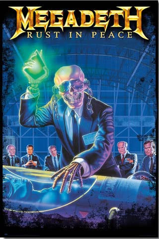 empireposter Megadeth - Rust in Peace - Metal Band Poster Druck - Größe 61x91,5cm + 2 St Posterleisten Kunststoff 62 cm transparent