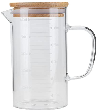 Taza de Agua Boro silicato Vaso medidor de Vidrio con Tapa Resistente al Calor, Taza Resistente al Calor, Vaso de Jugo de cóctel, Botella de vajilla Accesorios para Leche, Restaurante CilAdults DREN