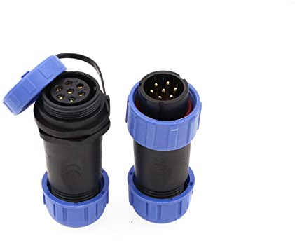 Eonvic HE21 7 Pin Aviation Circular Connector Threaded Plug Male Socket Female Waterproof IP68 in-Line Cable Connector for Industrial Device Power Signal