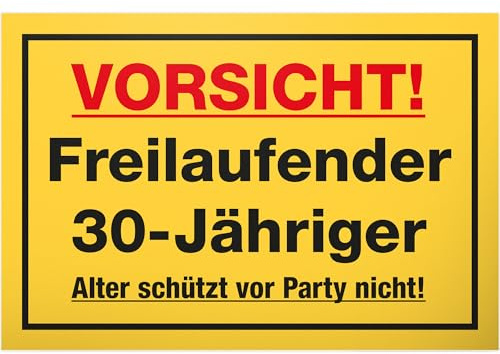 DankeDir! Freilaufender 30 Jähriger - Schild 30 x 20 cm - Geburtstagsdeko Dreißig Geschenkidee Partydeko Geburtstagskarte - Geburtstagsgeschenk 30er Geschenk 30 Jahre Freund 30. Geburtstag Männer