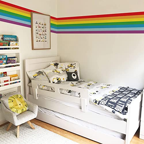 Neukids Große Regenbogen Wandtattoo, 320x40cm Linearer Regenbogen | Tapeten Bordüre, Wandsticker Kinderzimmer Babyzimmer Schlafzimmer Wohnzimmer Korridore Klassenzimmer Wandaufkleber