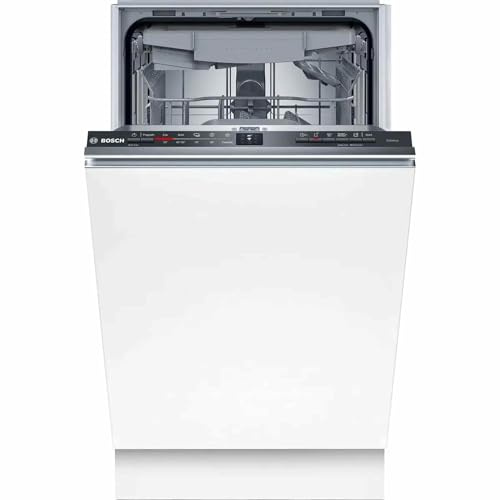 Bosch SPV2HMX42E, Serie 2, Smarter Geschirrspüler Vollintegriert, 45 cm breit, Besteckschublade, extra Trocknung auf Knopfdruck, höhenverstellbarer Oberkorb, leiser und effizienter Motor, mit aquaStop
