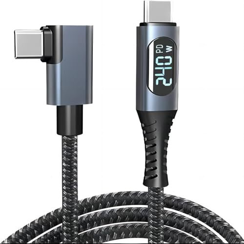 BRIMFORD 1M 240W USB C Display Kabel - Thunderbolt 4 mit LED Anzeige - 40Gbps USB-C Kabel 8K 60Hz LCD, Schnellladekabel für iPhone 17/16, MacBook Pro/Air, iPad, Pixel, PS5 (Gebogenes)