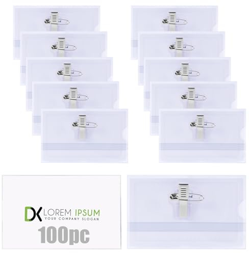Vicloon Tarjetas de Identificación con Clip, 100 unidades Porta Tarjetas de Plástico, 90 x 56mm, Funda para Tarjetas de Identificación con Clip y Imperdible, para Escuelas, Exposiciones, Conferencias