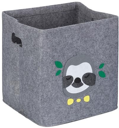 Relaxdays Aufbewahrungsbox, Tiermotiv, Stoffbox für Kinder, Farbwahl | faltbar, HBT: 33 x 33 x 33 cm, Spielzeugbox
