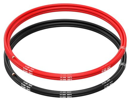 MMOBIEL 16 AWG Silikon Elektronik Kabel - 16 Gauge (1,31mm²) Verzinnte Kupferkabel - 2 Separate Kabel Rot & Schwarz Jede 2,5m / 8.2ft für RC, Drohnen, 3D Drucker, Batterien, Sprecherkabel, Led Strips