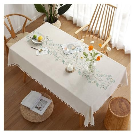 Aotiwe Tischdecke Hochzeit, Tischtuch Couchtisch Blätter Zweige Tischtücher Abwaschbar Grün Tischdecke Modern Esstisch Polyester 140x140cm