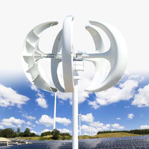Generador de Turbina Eólica de 10000W, 12V/24V/48V/110V/220V, Generador Vertical de Viento de 5 Aspas, Generador de Imán Permanente de Ca Trifásico con Controlador, para Hogar/Barco,White220V