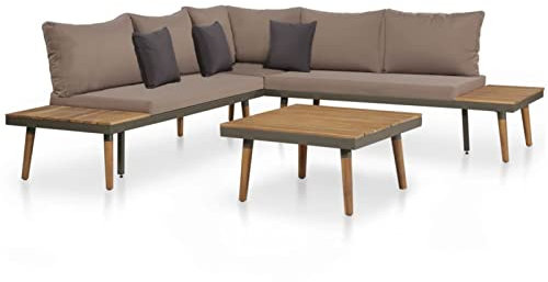 Iiaky 4-TLG. Garten-Lounge-Set mit Auflagen Lounge GartenmöBel Set Garten Lounge Garden Furniture Sets Lounge Set Balkon Massivholz Akazie Braun
