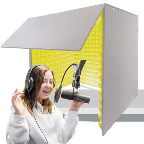 Tragbare Gesangskabine Tragbare Schallschutz-Schaumstoffplatten for Kabinen 80 X 80 X 80 cm, Schallschutzabdeckung for Den Schreibtisch, Oberseite Geschlossen, Faltbar, Stimmabsorbierender Schild for