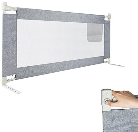 TANYEAR Bettgitter 150cm Bettschutzgitter Kinderbettgitter für Kinder Babybettgitter Klappbar, Kinderbett Kinderbettschutzgitter Rausfallschutz, für Kinderbetten und Alle Massivholzbetten