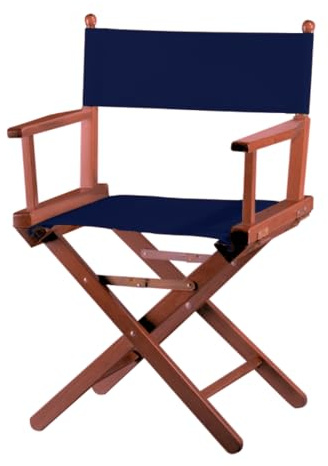 ZStyle Klappbarer Regiestuhl aus Holz, 90 cm hoch, 54 cm breit, 48 cm tief, schwarz (Gestell Mahagoni – Leinwand blau)