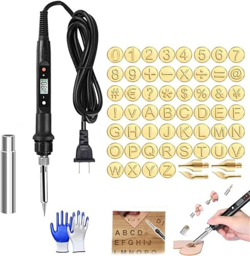 26 Letters Copper Mold - DIY Wood Burning/Carving Set,Hot Stamps Tool with Alphabet,Letter Soldering Iron DIY Tools,Leather Hotstamp Embossing Stamp,Burning Tip Copper Pyrography Work Mold (Mixed)
