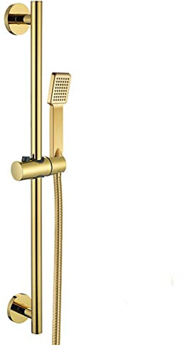 Barre de douche réglable en laiton avec support de pommeau de douche à main - Barre de douche murale dorée pour salle de bain, toilettes et salle de douche - Comprend un pommeau de douche réglable et