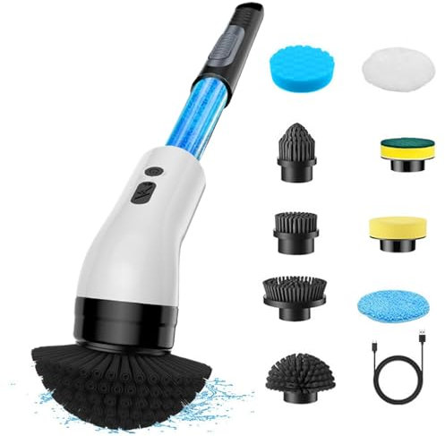 Brosse à récurer pour douche, épurateur de douche électrique | Brosses de nettoyage multifonctions avec tige d'extension,Chargement sans fil, haute puissance, tête de brosse remplaçable pour les carre