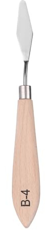 QUARKZMAN Herramienta de pintura con espátula de hoja de acero inoxidable de 7.09 pulgadas para mezclar colores en óleo y acrílico con mango de madera