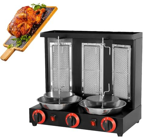 Asador Shawarma eléctrico universal - Asador vertical Gyro de carne para cocinas domésticas y comerciales - Ajuste de temperatura 50-350 ℃,Black