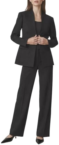 Aotasely Women's 2 Piece Suits Business Casual Outfits Straight Wide Leg Pants Suits Professional Office Work Outfits Black