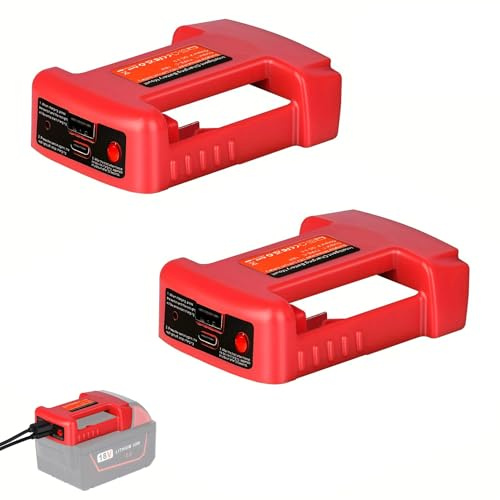 2 Pack Battery Adapter for Milwaukee18V Lithium-Ion Battery,with USB Phone Power Source Charger Adapter With Type-C Fast Charging Rack (Adapter Only)
