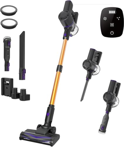 Vexilar Aspiradora sin Cable V8PRO 35KPa,Aspiradora 3-en-1 Autonomía 40 Mins, Escoba Aspirador sin Cable Potente Succión,Aspirador Vertical para Pelo de Mascotas/Alfombra/Suelo/Coche