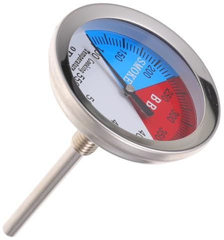 AKOOSY Termometro Per Barbecue in Acciaio Doppio Ampio Display, Strumento Per Temperatura Griglia e Forno, Indicatore Rapido Per Affumicatore Da Esterno e Cucina