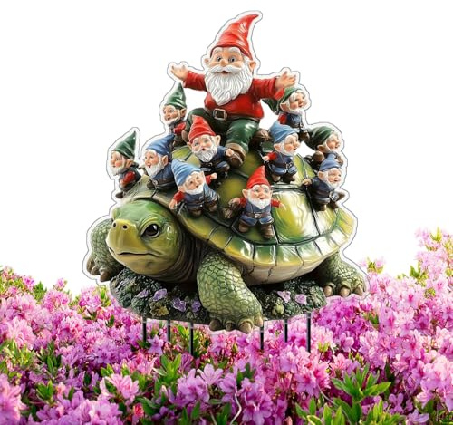 Pali da giardino, 2D in acrilico su tartaruga, decorazione per vaso per piante, con punte da inserire per terra, paesaggistica, cartelli di fiori, portico, cortile