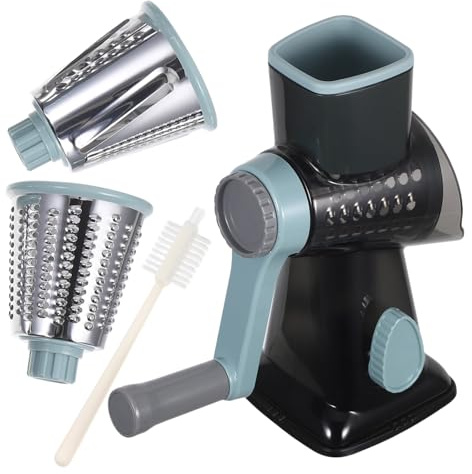 Ciieeo Râpe à Fromage Rotative Manuelle avec Manivelle Base Ventouse Antidérapante Lames Inoxydable Remplaçables pour Tranchage Râpage et Broyage de Légumes comme Carottes et Pommes de