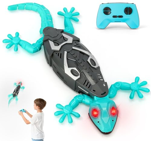 Hamino Wall Crawler Gecko, Remote Control Charging Gecko, 360 ° Rotation Lizard Remote Control Toy, Birthday Suitable for Boys and Girls, Boys Toys Age 4 (Blue)