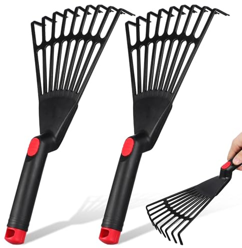 YARNOW Rastrelli per Terreno e Foglie da Giardino 2 Pezzi in Plastica Resistente per Diserbo e Pulizia Esterni, Strumenti Manuali Pratici per Cura Prato e Orto