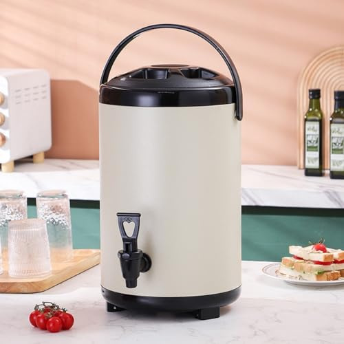 Cubeta aislada para bebidas al aire libre, diseñada para camping, mantiene la temperatura y cuenta con grifo fácil de servir (8 L, amarillo)