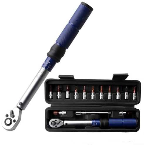 GLFLOW Lot de 15 clés dynamométriques pour vélo - 1/4 - 2-24 N.m - En acier au chrome vanadium - Avec douilles pour l'entretien du vélo
