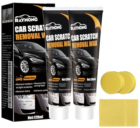 Kratzer Entferner Auto 2 Stück, 2026 Neuer Autokratzer Reparatur Paste mit Schwamm Tuch, Scratch Remover Wax Autopolitur Kratzer Entfernen, Schnelle Lackpflege für Auto Oberflächenpolitur,240ml