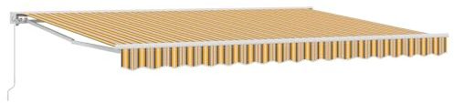 Xuvaracle Auvent rétractable manuel à bras articulé 4,5 x 3,5 m en jaune, gris et blanc avec demi-cassette, convient pour terrasse, balcon, jardin, offre une protection UV et contre la pluie, montage