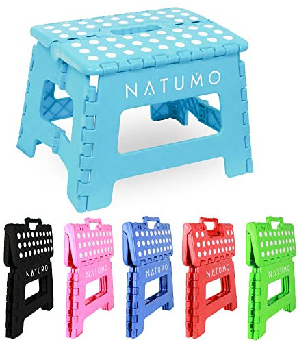 NATUMO® Premium Tritthocker Klapphocker 150kg - Faltbar Küchenhocker Klapptritt Bad-Hocker Klappbar Klein Kinderfußbank Kindertritt Aufstiegshilfe Waschbecken Für Kinder Erwachsene (Blau)