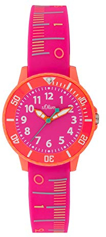 s.Oliver Mädchen Analog Quarz Uhr mit Silikon Armband SO-4247-PQ