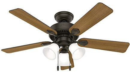 Hunter Fan Company, 50881, 44 inch Swanson New Bronze Ceiling Fan with LED Light Kit and Pull Chain